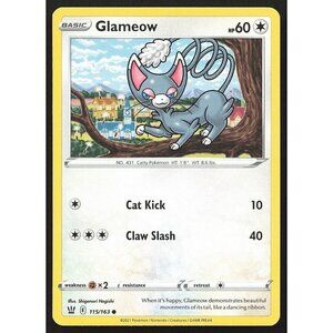 Glameow 115/163 Pokemon Battle Styles Colorless Common Nintendo TCG 2021  MP